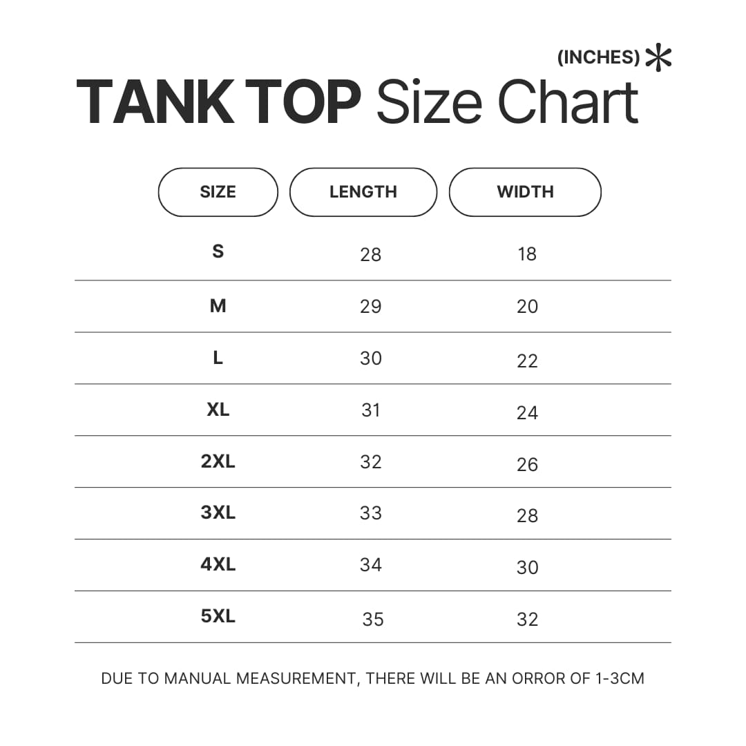 Tank Top Size Chart - Oshi No Ko Shop