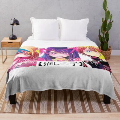 Oshi No Ko Poster Ai Ruby Aquamarine Hoshino Throw Blanket